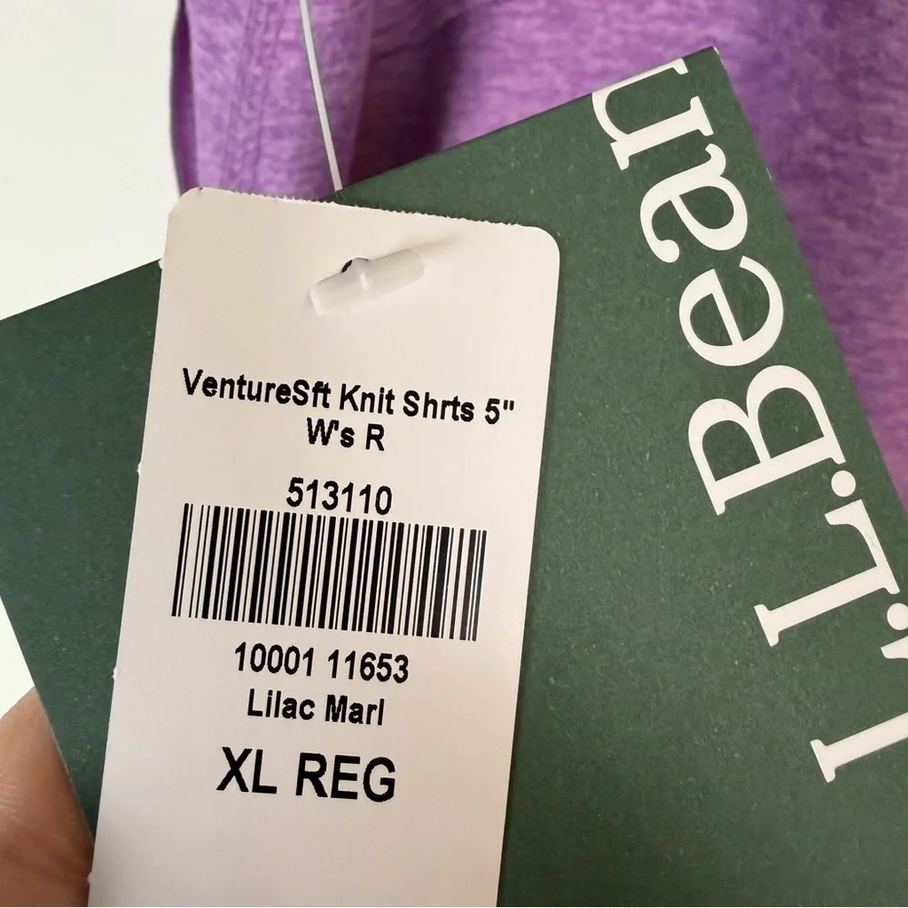NWT LL Bean Venture Soft Knit Shorts Purple Women Size XL Stretch Hiking Casual